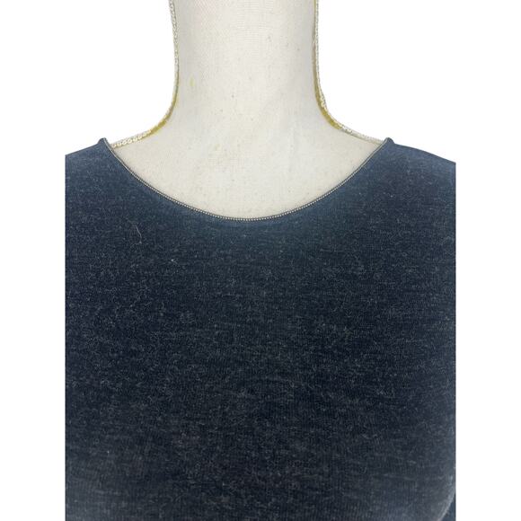 Brunello Cucinelli Monili Trim Virgin Wool Low Back Long Sleeve Top Dark Gray - Picture 4 of 11